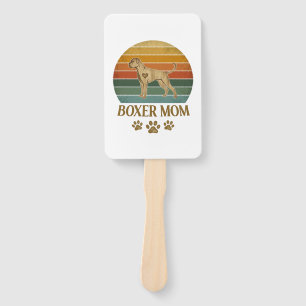 Boxer Mom Dog Retro Sunset Paw Prints_1 Hand Fan