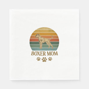 Boxer Mom Dog Retro Sunset Paw Prints_1 Napkins