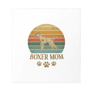 Boxer Mom Dog Retro Sunset Paw Prints_1 Notepad