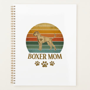 Boxer Mom Dog Retro Sunset Paw Prints_1 Planner