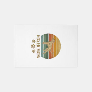 Boxer Mom Dog Retro Sunset Paw Prints_1 Rug