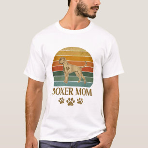 Boxer Mom Dog Retro Sunset Paw Prints_1 T-Shirt