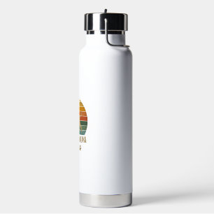 Boxer Mom Dog Retro Sunset Paw Prints_1 Water Bottle