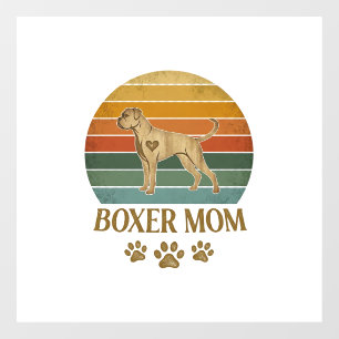 Boxer Mom Dog Retro Sunset Paw Prints_1 Window Cling