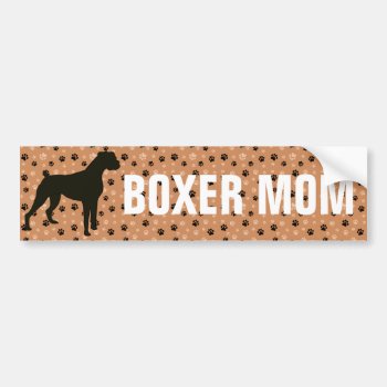 Boxer Mom Dog Silhouette Paw Prints Bumper Sticker by dogbreedgiftshop at Zazzle