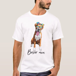 Boxer Mom Dog Tie Dye Bandana Sunglasses Mother's T-Shirt