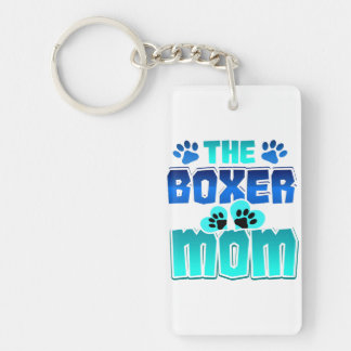 Boxer Mom Funny Dog Lover Paw Prints Boxer Mom Keychain
