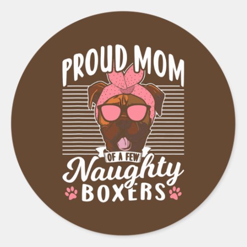 Boxer Mom Puppy Bandana  Classic Round Sticker