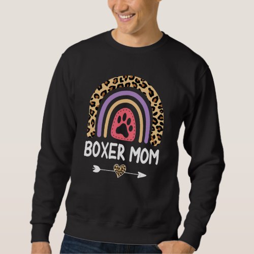 Boxer Mom Rainbow Leopard Dog Mama Cute Sweatshirt