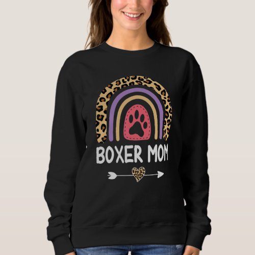 Boxer Mom Rainbow Leopard Dog Mama Cute Sweatshirt