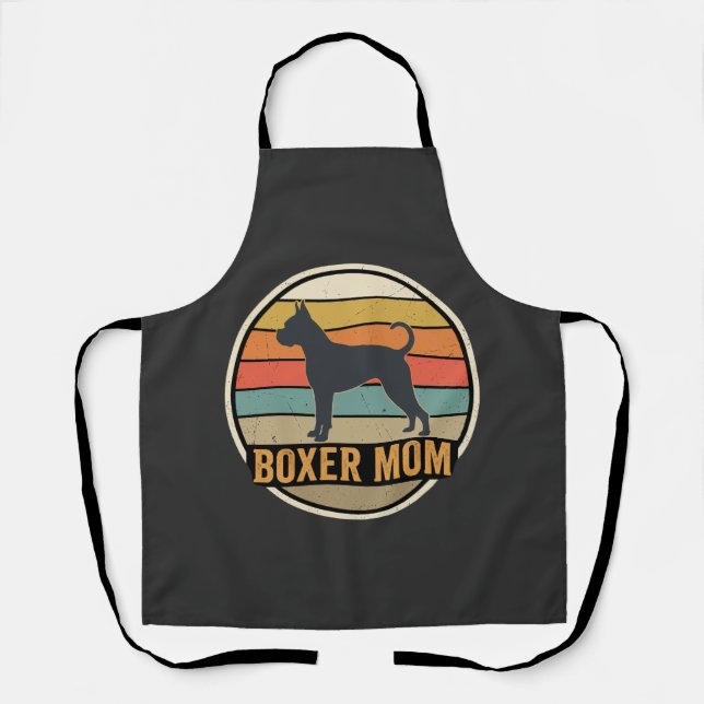 Boxer Mom Retro Sunset Dog Apron (Front)
