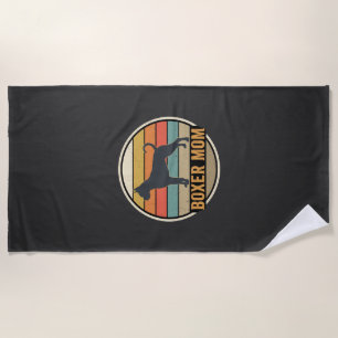 Boxer Mom Retro Sunset Dog Beach Towel