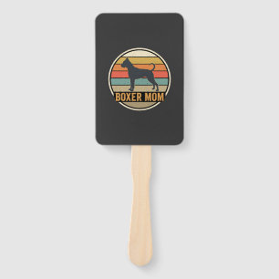 Boxer Mom Retro Sunset Dog Hand Fan