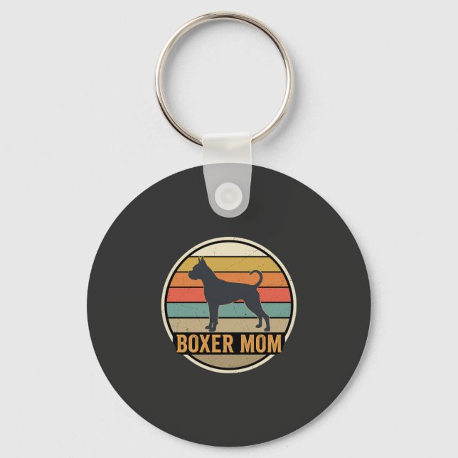 Boxer Mom Retro Sunset Dog Keychain (Front)