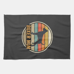 Boxer Mom Retro Sunset Dog Kitchen Towel