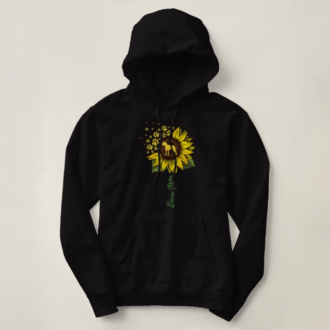 Boxer Mom Sunflower Boxer Dog Gifts Dog Mom Mama Hoodie (Design Front)