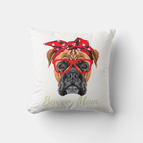 Boxer Mom Throw Pillow