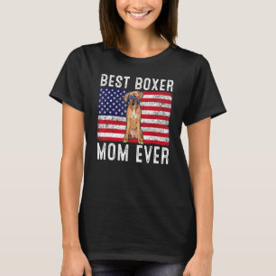 Boxer Mom Usa American Flag Boxer Dog  Owner T-Shirt