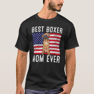 Boxer Mom Usa American Flag Boxer Dog  Owner T-Shirt