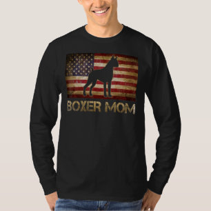 Boxer Mom Vintage American Flag Patriotic Dog  1 T-Shirt