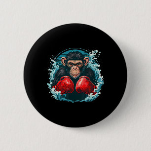 Boxer Monkey With Boxing Gloves Kickboxing Funny B Button
