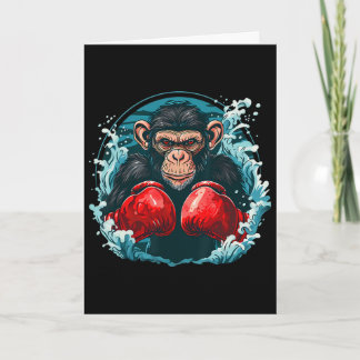 Boxer Monkey With Boxing Gloves Kickboxing Funny B Card
