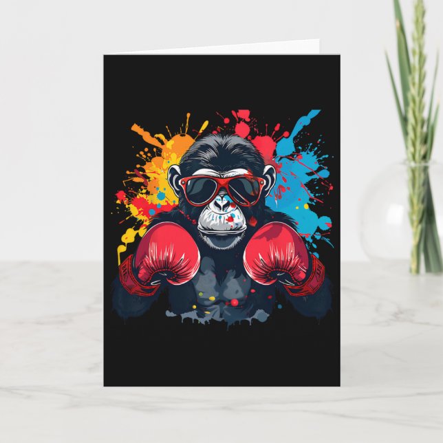 Boxer Monkey With Boxing Gloves Kickboxing Funny B Card (Front)