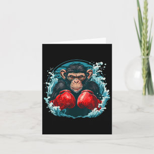 Boxer Monkey With Boxing Gloves Kickboxing Funny B Card