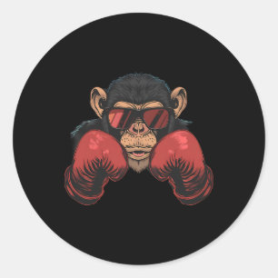 Boxer Monkey With Boxing Gloves Kickboxing Funny B Classic Round Sticker