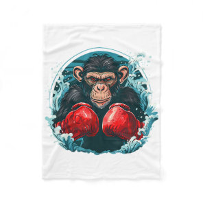Boxer Monkey With Boxing Gloves Kickboxing Funny B Fleece Blanket