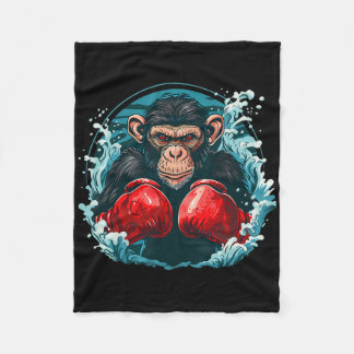 Boxer Monkey With Boxing Gloves Kickboxing Funny B Fleece Blanket