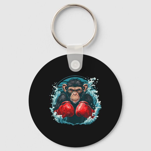 Boxer Monkey With Boxing Gloves Kickboxing Funny B Keychain (Front)