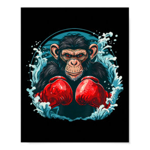 Boxer Monkey With Boxing Gloves Kickboxing Funny B Poster
