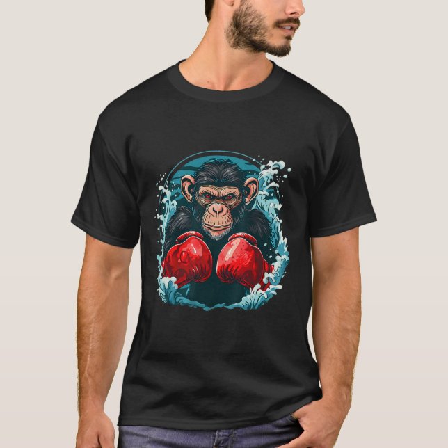 Boxer Monkey With Boxing Gloves Kickboxing Funny B T-Shirt (Front)