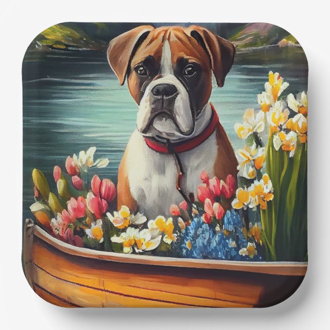 Boxer on a Paddle: A Scenic Adventure Paper Plates (Front)