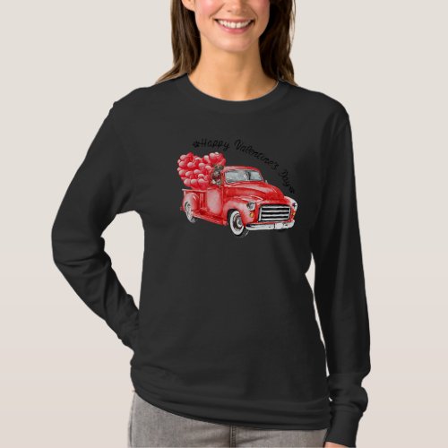 Boxer On Heart Truck Happy Valentines Day Boxer Do T_Shirt