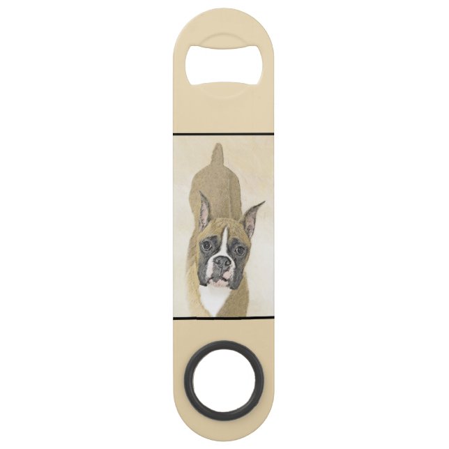Boxer Painting - Cute Original Dog Art Bar Key (Front)