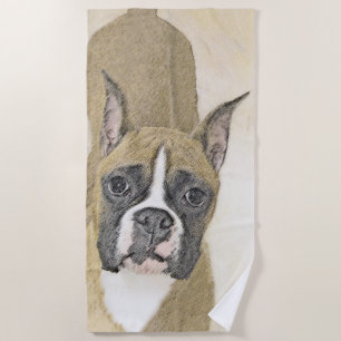 Boxer Painting - Cute Original Dog Art Beach Towel