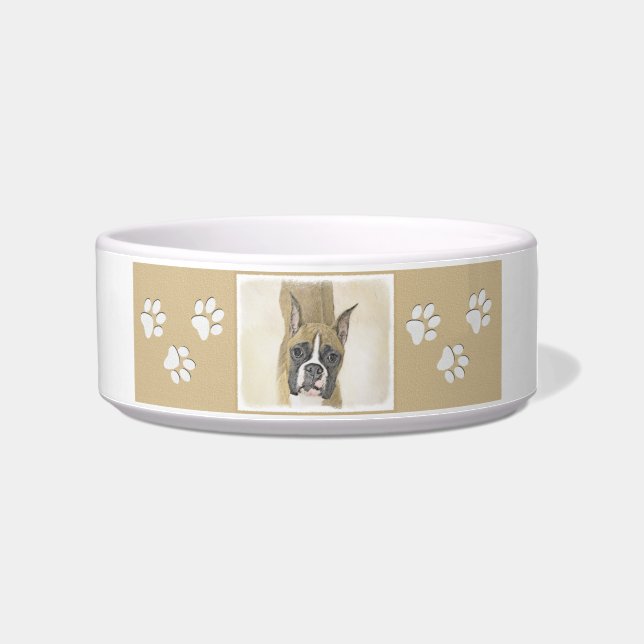 Boxer Painting - Cute Original Dog Art Bowl (Right)