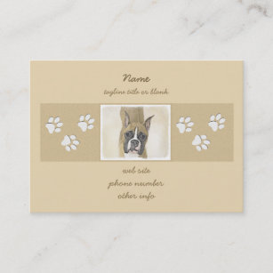 Boxer Painting - Cute Original Dog Art Business Card