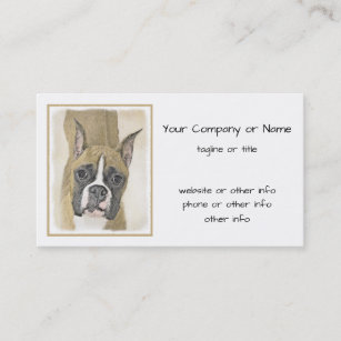 Boxer Painting - Cute Original Dog Art Business Card