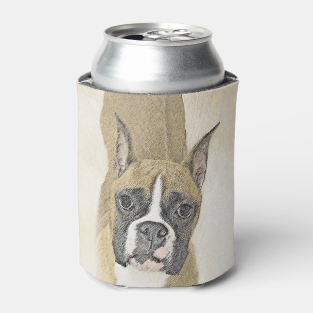 Boxer Painting - Cute Original Dog Art Can Cooler (Can Front)