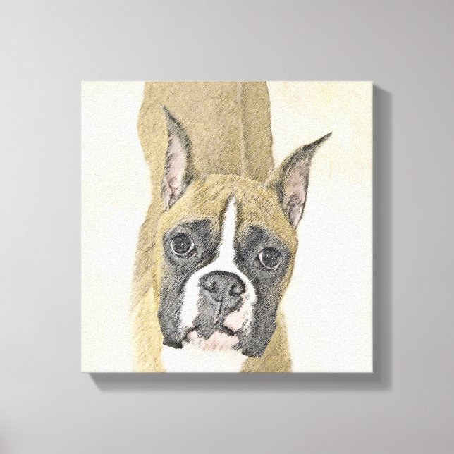 Boxer Painting - Cute Original Dog Art Canvas Print (Front)