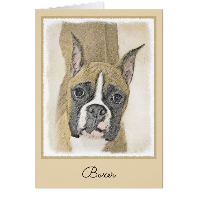 Boxer Painting - Cute Original Dog Art Cards (Front)
