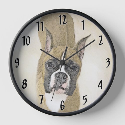 Boxer Painting _ Cute Original Dog Art Clock