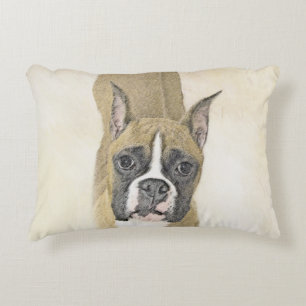 Boxer Painting - Cute Original Dog Art Decorative Pillow