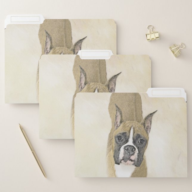 Boxer Painting - Cute Original Dog Art File Folder (Set)