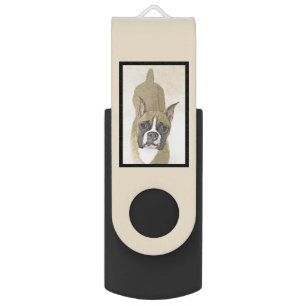 Boxer Painting - Cute Original Dog Art Flash Drive