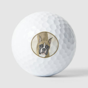 Boxer Painting - Cute Original Dog Art Golf Balls