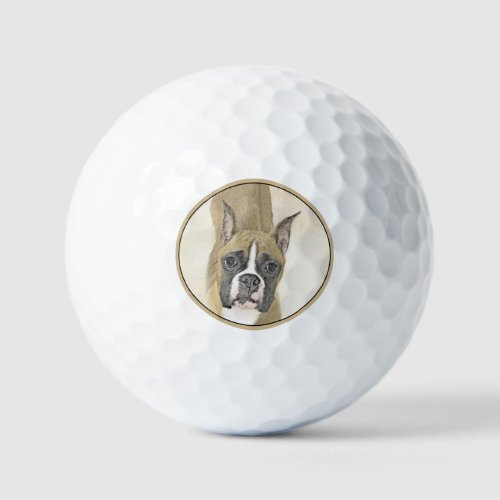 Boxer Painting _ Cute Original Dog Art Golf Balls